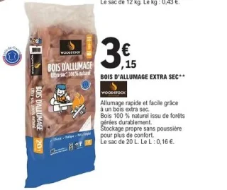 Bois d'allumage extra sec Woodstock
