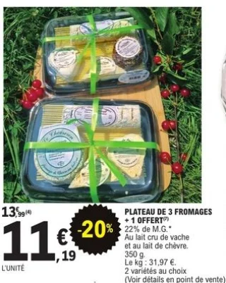 Plateau de 3 fromages + 1 offert Fromagerie Petitsigne