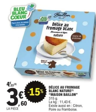 Délice au fromage blanc nature Maison Baillon