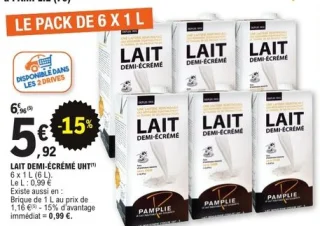 Lait demi-écrémé UHT Pamplie