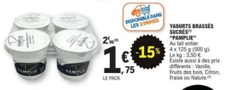 Yaourts brassés sucrés Pamplie