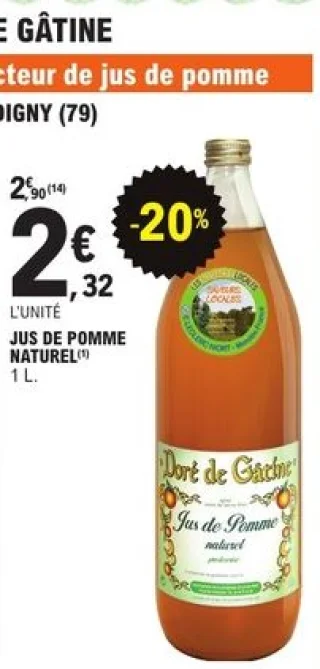 Jus de pomme naturel Doré de Gâtine