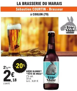 Bière blonde "Tête de Mule" La Brasserie du Marais