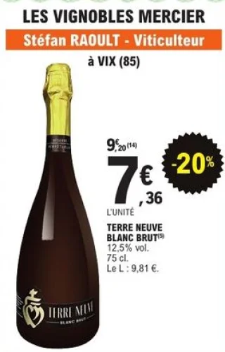 Vin blanc brut Terre Neuve Les Vignobles Mercier