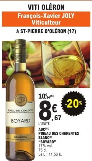 Pineau des Charentes blanc AOC Boyard Viti Oléron