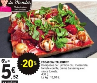 Focaccia Italienne Les Délices de Mendès