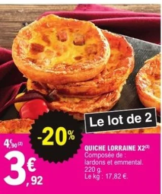 Quiche Lorraine X2 Les Délices de Mendès