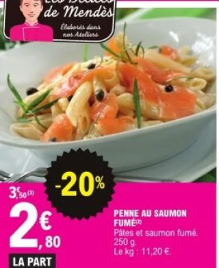 Penne au saumon fumé Les Délices de Mendès