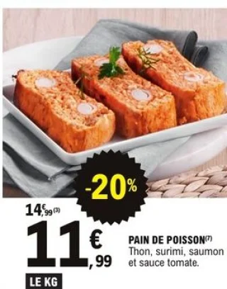 Pain de poisson Thon, surimi, saumon et sauce tomate Les Délices de Mendès