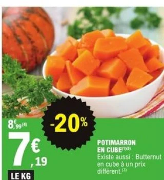 Potimarron en cube Les Délices de Mendès