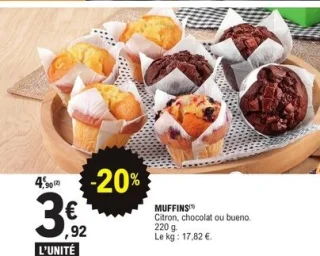 Muffins Citron, chocolat ou bueno Les Délices de Mendès