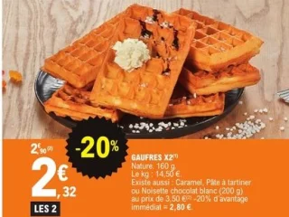 Gaufres x2 Nature Les Délices de Mendès