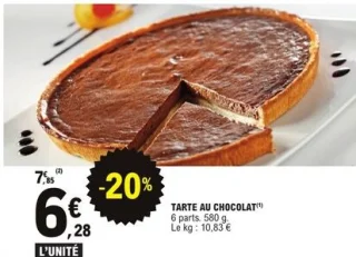 Tarte au chocolat 6 parts 580 g