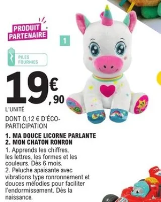 Ma douce licorne parlante ou Mon chaton ronron baby Clementoni