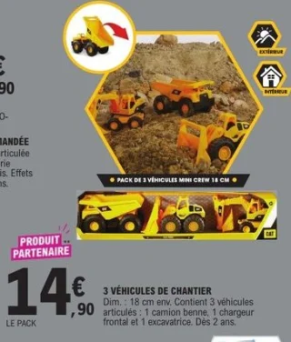 Pack de 3 véhicules de chantier Mini Crew 18 cm CAT
