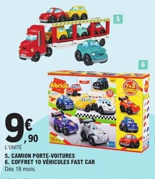 Abrick Camion Porte-Voitures ou Coffret 10 Véhicules Fast Car