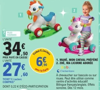 Mahé, mon cheval préféré ou Zoé, ma licorne adorée Baby Clementoni