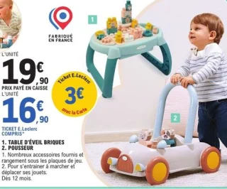 Table d'éveil briques ou Pousseur bb Abrick Ecoiffier