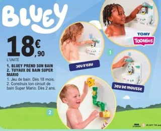 Bluey prend son bain / Tuyaux de bain Super Mario Tomy Toomies