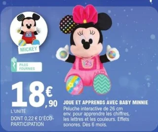 Peluche interactive Joue et apprends avec Baby Minnie / Mickey Disney