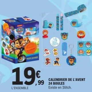 Calendrier de l'avent 24 boules Pat' Patrouille / Stitch