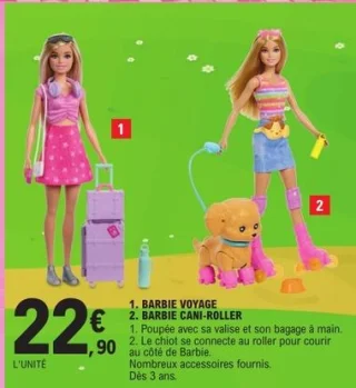 Poupée Barbie Voyage ou Cani-Roller