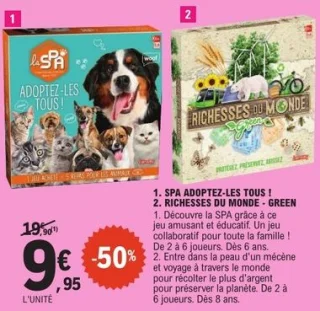 Jeu de société La SPA Adoptez-les tous ! ou Richesses du Monde - Green