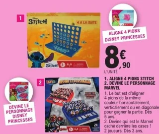 Jeux Aligne 4 Pions ou Devine le Personnage Stitch / Marvel / Disney Princesses