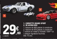 Voiture à construire Corvette Grand Sport ou 90 Acura NSX Hot Wheels Mattel Brick Shop