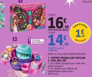 Crazy Chic Coffret maquillage papillon ou Cool Nail Art Clementoni