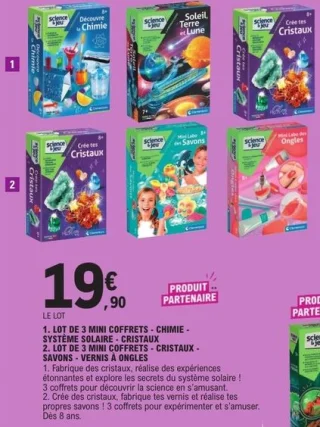 Lot de 3 mini coffrets Science & Jeu Clementoni