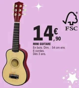 Mini guitare en bois 54 cm