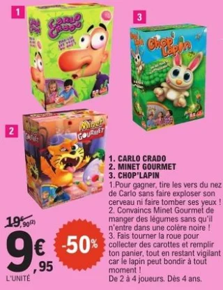 Jeux de société Carlo Crado / Minet Gourmet / Chop'Lapin