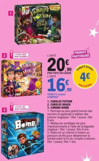 Jeux de société Fabulus Potium / Fabulus Magix / Chrono Bomb !