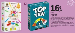 Jeu d'ambiance Just One ou Top Ten