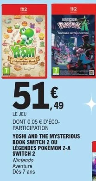 Yoshi and the Mysterious Book ou Légendes Pokémon Z-A Nintendo Switch 2