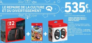 Pack Console Nintendo Switch 2 + Mario Kart World Switch 2 + Paire de volants