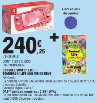 Console Nintendo Switch Lite + Tomodachi Life Une Vie de Rêve