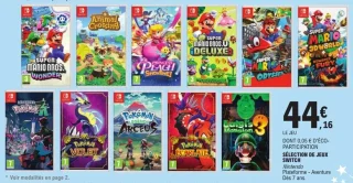 Sélection de jeux Nintendo Switch (Super Mario, Pokémon, Animal Crossing...)