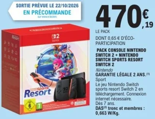 Pack Console Nintendo Switch 2 + Nintendo Switch Sports Resort Switch 2