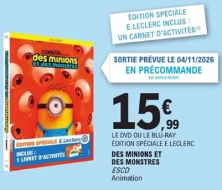 DVD ou Blu-Ray Édition Spéciale E.Leclerc Des Minions et des Monstres