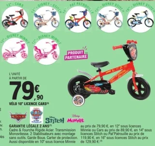 Vélo enfant 10" Licence Disney Cars