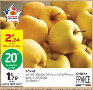 Pomme Golden Délicious et/ou Pinova
