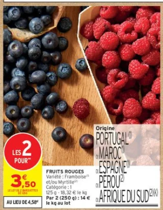 Fruits rouges Framboise et/ou Myrtille