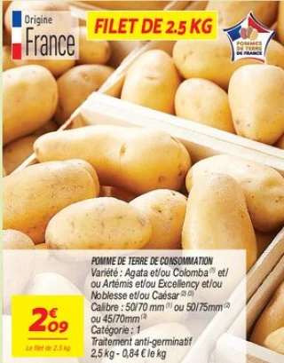 Pomme de terre de consommation Origine France