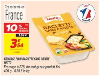 Fromage pour raclette sans croûte