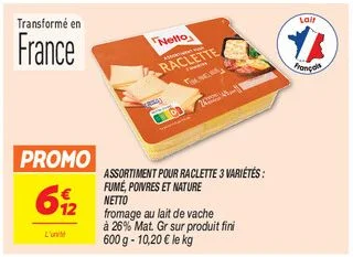 Assortiment pour raclette 3 variétés : fumé, poivres et nature