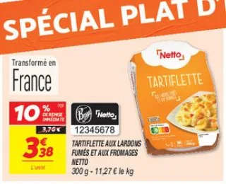 Tartiflette aux lardons fumés et aux fromages