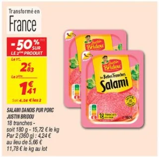 Salami danois pur porc 