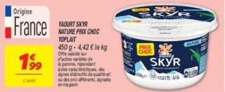 Yaourt skyr nature prix choc